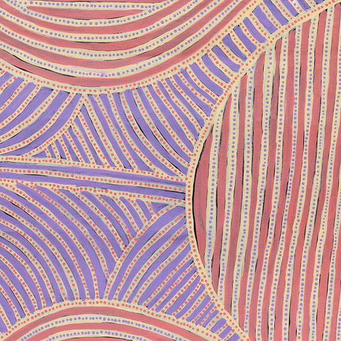 Ada Bird Petyarre TAB301 Mountain Devil Lizard 120cm x 120cm original Australian Aboriginal artwork at Tingari Arts detail view