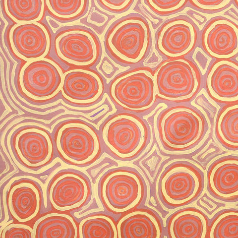 Alice Nampitjinpa Dixon KAN02004 Tjilkamala (porcupine and rock holes near Kintore) | 110cm x 110cm original Australian Aboriginal artwork at Tingari Arts detail 001