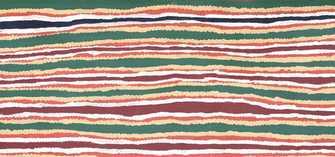 Alice Nampitjinpa Dixon KAN02010 Sandhills west of Kintore 110cm x 51cm original Australian Aboriginal artwork at Tingari Arts detail view