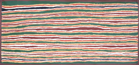Alice Nampitjinpa Dixon KAN02010 Sandhills west of Kintore 110cm x 51cm original Australian Aboriginal artwork at Tingari Arts horizontal view