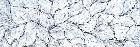 Anastasia Bundey Kemarre TABK1301 Bush Tucker Leaves 183cm x 61cm original Australian Aboriginal artwork at Tingari Arts detail view