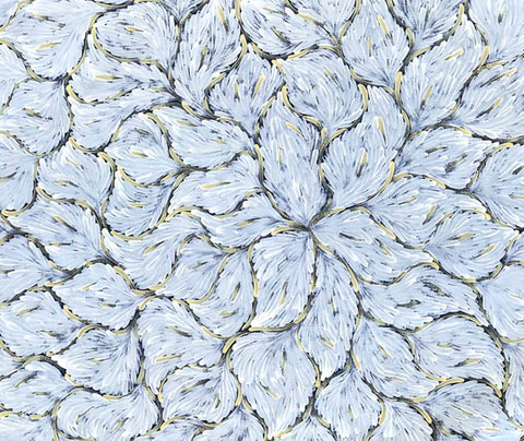 Anastasia Bundey Kemarre TABK1305-10 Bush Tucker Leaves 183cmx153cm original Australian Aboriginal artwork at Tingari Arts detail view