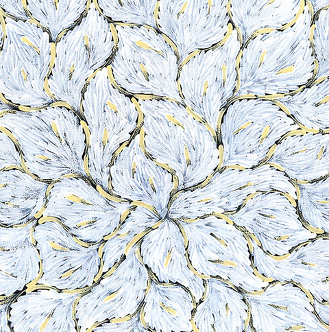 Anastasia Bundey Kemarre TABK1306-12 Bush Tucker Leaves 121cmx121cm original Australian Aboriginal artwork at Tingari Arts detail view 001