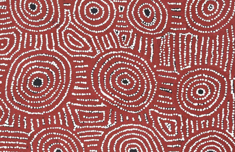 Barney Campbell Tjakamarra TCB401 Malliera (Tingari – Travelling across Country) 91cm x 91cm original Australian Aboriginal artwork at Tingari Arts detail view