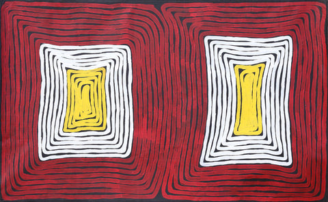 Dr George Tjapaltjarri K-0006DGT Men's Business 153cm x 90cm original Australian Aboriginal artwork at Tingari Arts horizontal view 002