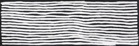 Dr George Tjapaltjarri KDGT0002 Men’s Business 115cm x 40cm original Australian Aboriginal artwork at Tingari Arts horizontal view