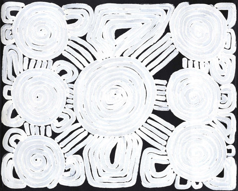 Dr George Tjapaltjarri LMDGT010008 Men’s Business 76cm x 60cm original Australian Aboriginal artwork at Tingari Arts horizontal view 002