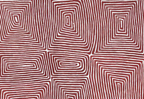 George Hairbrush Tjungurrayi TGHT701 Tingari Stories 183cm x 121cm original Australian Aboriginal artwork at Tingari Arts detail view