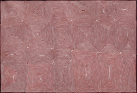 George Hairbrush Tjungurrayi TGHT701 Tingari Stories 183cm x 121cm original Australian Aboriginal artwork at Tingari Arts horizontal view