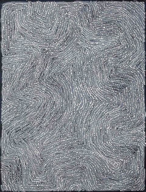 George Ward Tjungurrayi TGWT704 Tingari & Sandhill Country 121cm x 91cm original Australian Aboriginal artwork at Tingari Arts vertical view