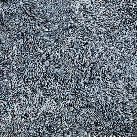 Gloria Tamerre Petyarre KGP02012 Leaves Blowing in the Wind - Bush Medicine 183cm x 183cm original Australian Aboriginal artwork at Tingari Arts horizontal view