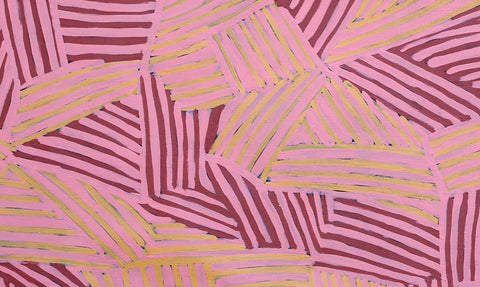 Gloria Tamerre Petyarre LMGP0204 Body Stripes 153cm x 91cm original Australian Aboriginal artwork at Tingari Arts detail view