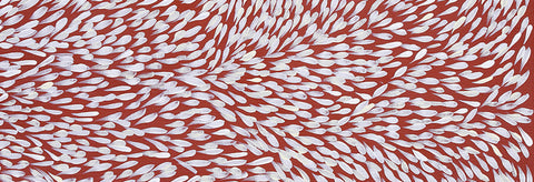 Gloria Tamerre Petyarre TGP1003-5 Leaves Blowing in the Wind, Bush Medicine original 153cm x 50cm Australian Aboriginal artwork at Tingari Arts detail view 001