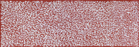 Gloria Tamerre Petyarre TGP1003-5 Leaves Blowing in the Wind, Bush Medicine original 153cm x 50cm Australian Aboriginal artwork at Tingari Arts horizontal view 001