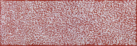 Gloria Tamerre Petyarre TGP1003-5 Leaves Blowing in the Wind, Bush Medicine original 153cm x 50cm Australian Aboriginal artwork at Tingari Arts horizontal view 002