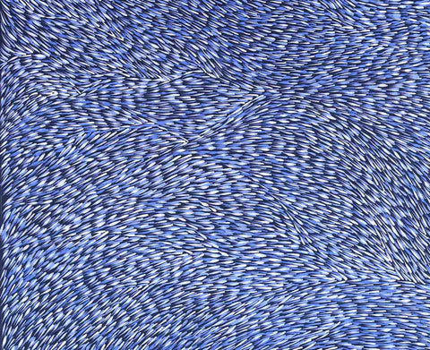 Gloria Tamerre Petyarre TGP407 Leaves Blowing in the Wind, Bush Medicine 183cm x 153cm original Australian Aboriginal artwork at Tingari Arts detail view