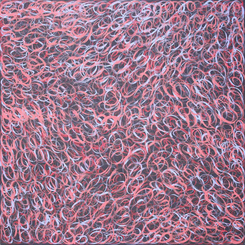 Gloria Tamerre Petyarre TGP422 Mountain Devil Lizard skin design 121cm x 121cm original Australian Aboriginal artwork at Tingari Arts 001
