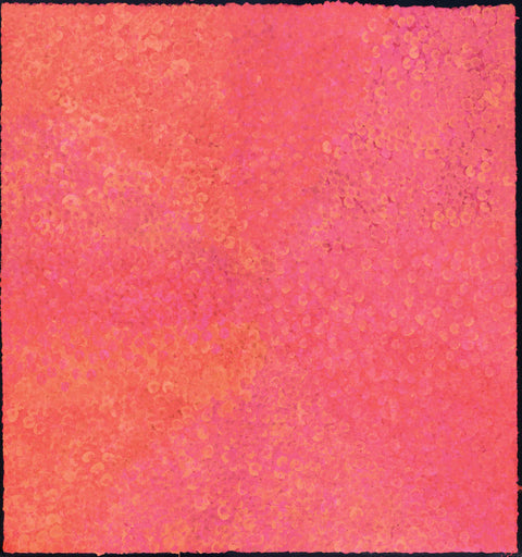 Josie Josepha Petrick Kemarre TJP1202-5 Bush Flowers and Plum 127cm x 121cm original Australian Aboriginal artwork at Tingari Arts vertical view 002