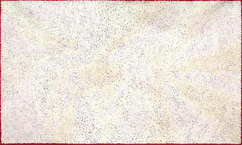 Josie Petrick Kemarre TJP502 Bush Flowers and Plum 153cm x 91cm original Australian Aboriginal artwork at Tingari Arts horizontal view