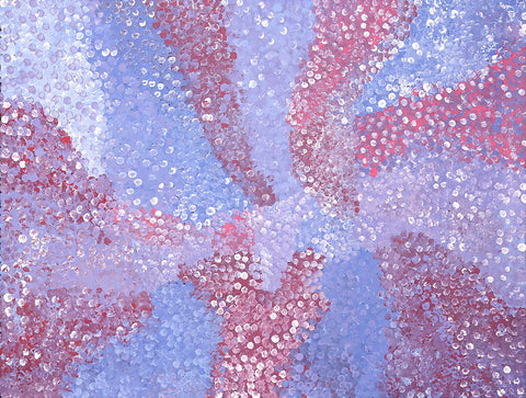 Josie Josepha Petrick Kemarre TJP704 Bush Flowers and Plum 121cm x 91cm original Australian Aboriginal artwork at Tingari Arts horizontal view