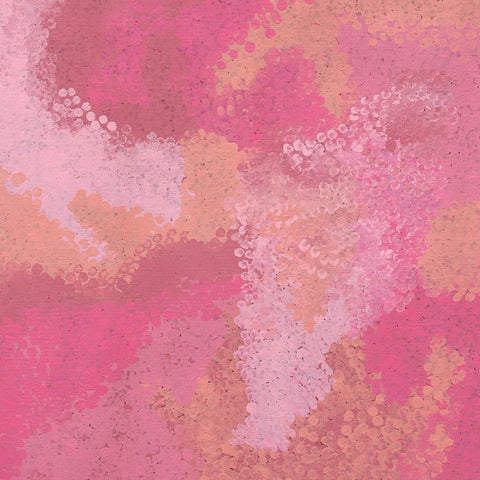 Josie Josepha Petrick Kemarre TJP712 Bush Flowers and Plum 121cm x 121cm original Australian Aboriginal artwork at Tingari Arts detail view