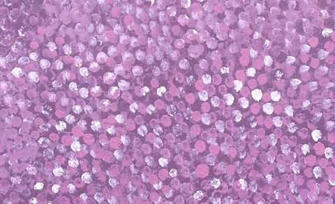 Josie Petrick Kemarre TJP832 Bush Flowers and Plum 153cm x 91cm original Australian Aboriginal artwork at Tingari Arts detail view