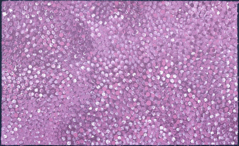 Josie Petrick Kemarre TJP832 Bush Flowers and Plum 153cm x 91cm original Australian Aboriginal artwork at Tingari Arts horizontal view