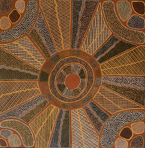 Maria Josette Orsto 649-03 80cmx80cm web vertical original Australian Aboriginal artwork at Tingari Arts