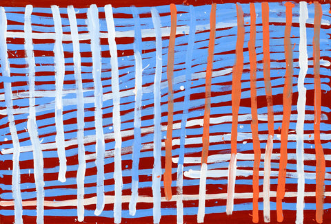 Minnie Motorcar Apwerle FMMPw0129 Awelye Atnewerrper 137cm x 91cm original Australian Aboriginal artwork at Tingari Arts horizontal view 002