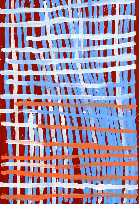 Minnie Motorcar Apwerle FMMPw0129 Awelye Atnewerrper 137cm x 91cm original Australian Aboriginal artwork at Tingari Arts vertical view 001