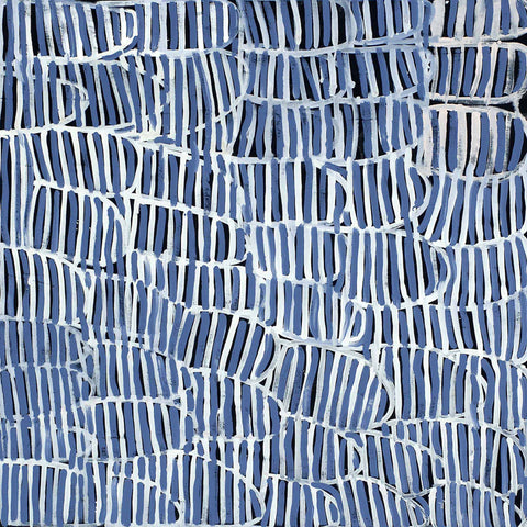 Minnie Motorcar Apwerle TMPW502 Awelye (Body Painting) 121cm x 121cm original Australian Aboriginal artwork at Tingari Arts view 002