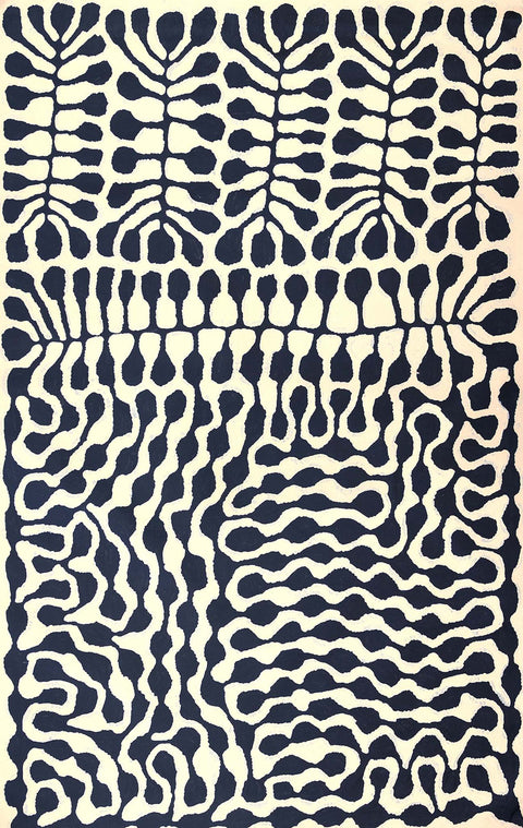Mitjili Napurrula LMMN0205 Watiya 183cmx121cm original Australian Aboriginal artwork at Tingari Arts vertical view