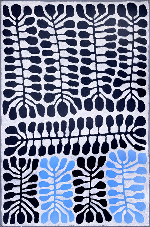Mitjili Napurrula TMN316 Watiya 121cmx91cm original Australian Aboriginal artwork at Tingari Arts vertical view 002