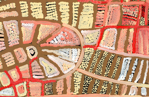 Naata Nungurrayi TNAN301 Women's Ceremony 91cmx61cm original Australian Aboriginal artwork at Tingari Arts detail view 001