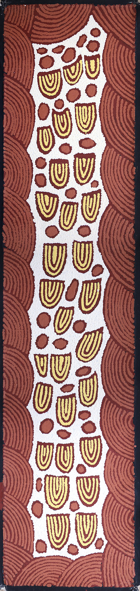 Narpula Scobie KNS02007 original Australian Aboriginal artwork at Tingari Arts vertical view