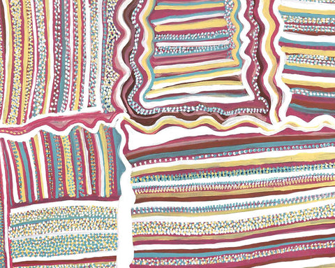 Narputta Nangala LMNN0203 Country around Lake MacDonald - My Father’s Country 153cmx121cm original Australian Aboriginal artwork at Tingari Arts detail view