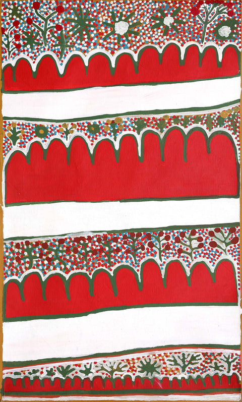 Narputta Nangala KNN02020 Karrkurrutintja, My Father’s Country 153cmx91cm original Australian Aboriginal artwork at Tingari Arts vertical view