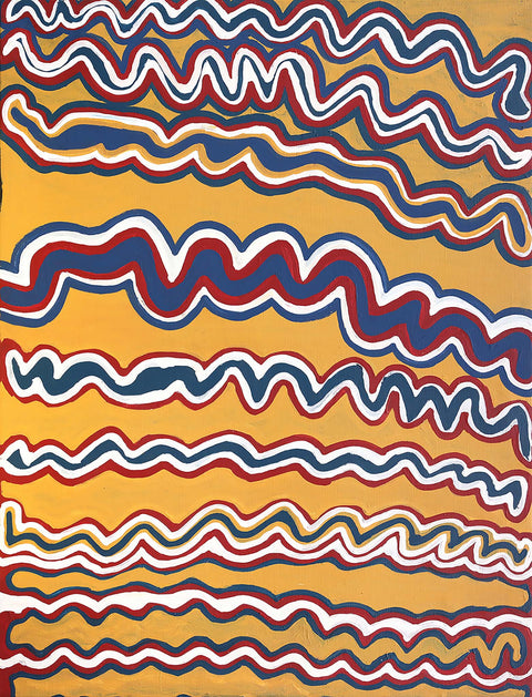 Narputta Nangala KNN02044 Lake MacDonald Range 121cmx91cm original Australian Aboriginal artwork at Tingari Arts vertical view 001