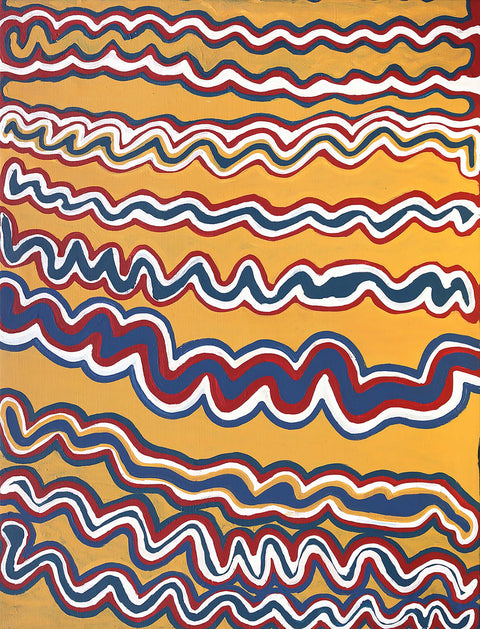 Narputta Nangala KNN02044 Lake MacDonald Range 121cmx91cm original Australian Aboriginal artwork at Tingari Arts vertical view 002