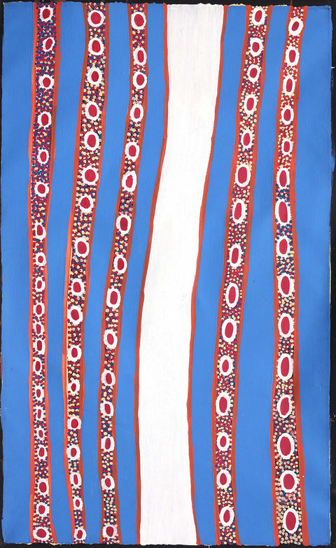 Narputta Nangala KNN02050 Karrkurutinytja 153cm x 91cm original Australian Aboriginal artwork at Tingari Arts vertical view