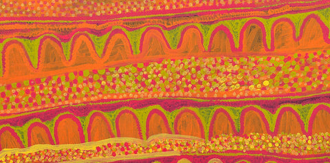 Narputta Nangala Jugadai TNN30424 121cm x 61cm original Australian Aboriginal artwork at Tingari Arts detail view 001