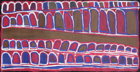 Narputta Nangala TNN502 My Father’s Country 100cm x 50cm original Australian Aboriginal artwork at Tingari Arts horizontal view