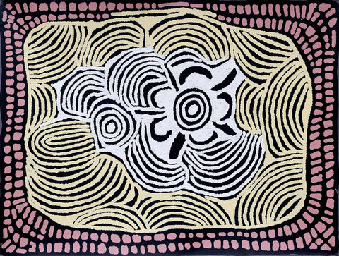 Ningura Napurrula TNIN305 Women's Ceremony 121cm x 91cm original Australian Aboriginal artwork at Tingari Arts horizontal view 001