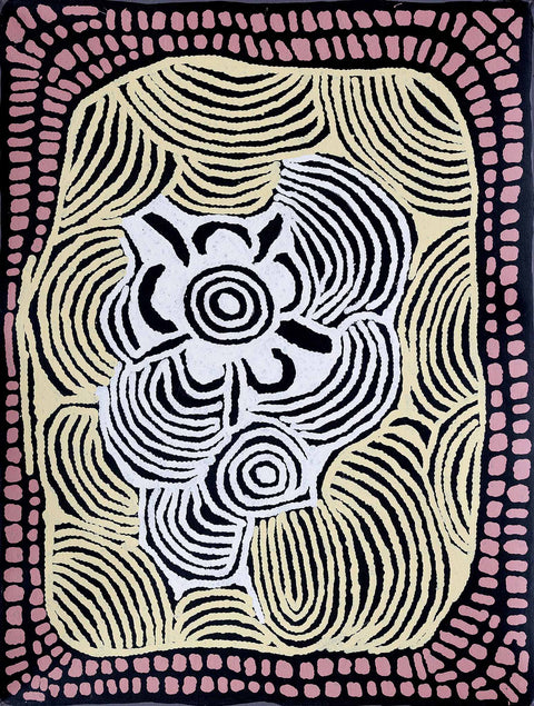 Ningura Napurrula TNIN305 Women's Ceremony 121cm x 91cm original Australian Aboriginal artwork at Tingari Arts vertical view 001
