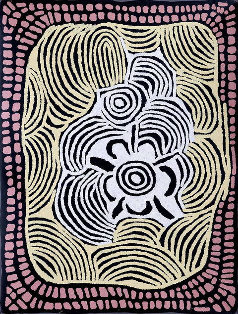 Ningura Napurrula TNIN305 Women's Ceremony 121cm x 91cm original Australian Aboriginal artwork at Tingari Arts vertical view 002