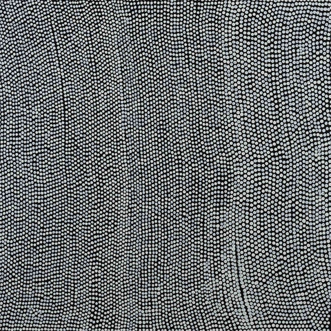 Pansy Napangati TPN409 Hail Dreaming 121cm x 121cm original Australian Aboriginal artwork at Tingari Arts vertical view 001