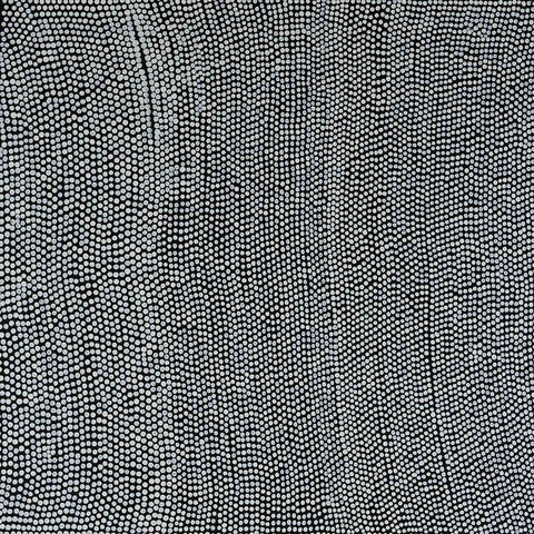 Pansy Napangati TPN409 Hail Dreaming 121cm x 121cm original Australian Aboriginal artwork at Tingari Arts vertical view 002