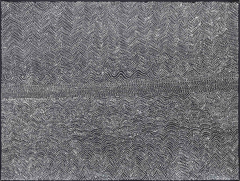 Pansy Napangati TPN601 Hail at Ilpili 121cmx91cm original Australian Aboriginal artwork at Tingari Arts horizontal view