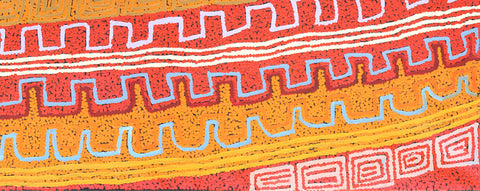 Patrick Olodoodi Tjungurrayi TPOT902 Tingari and Ancestral Country 153cm x 61cm original Australian Aboriginal artwork at Tingari Arts detail 001