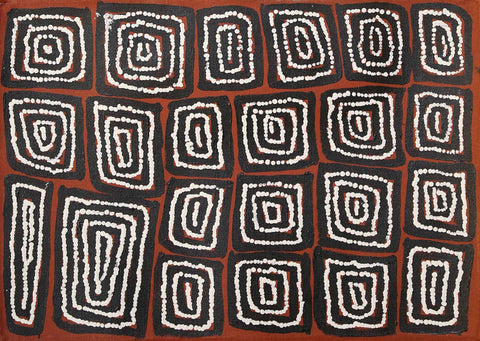 Thomas Tjapaltjarri TTT1701-12 Tingari Cycle 51cm x 36cm original Australian Aboriginal artwork at Tingari Arts horizontal view 001